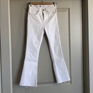 Zara cropped white flare jeans